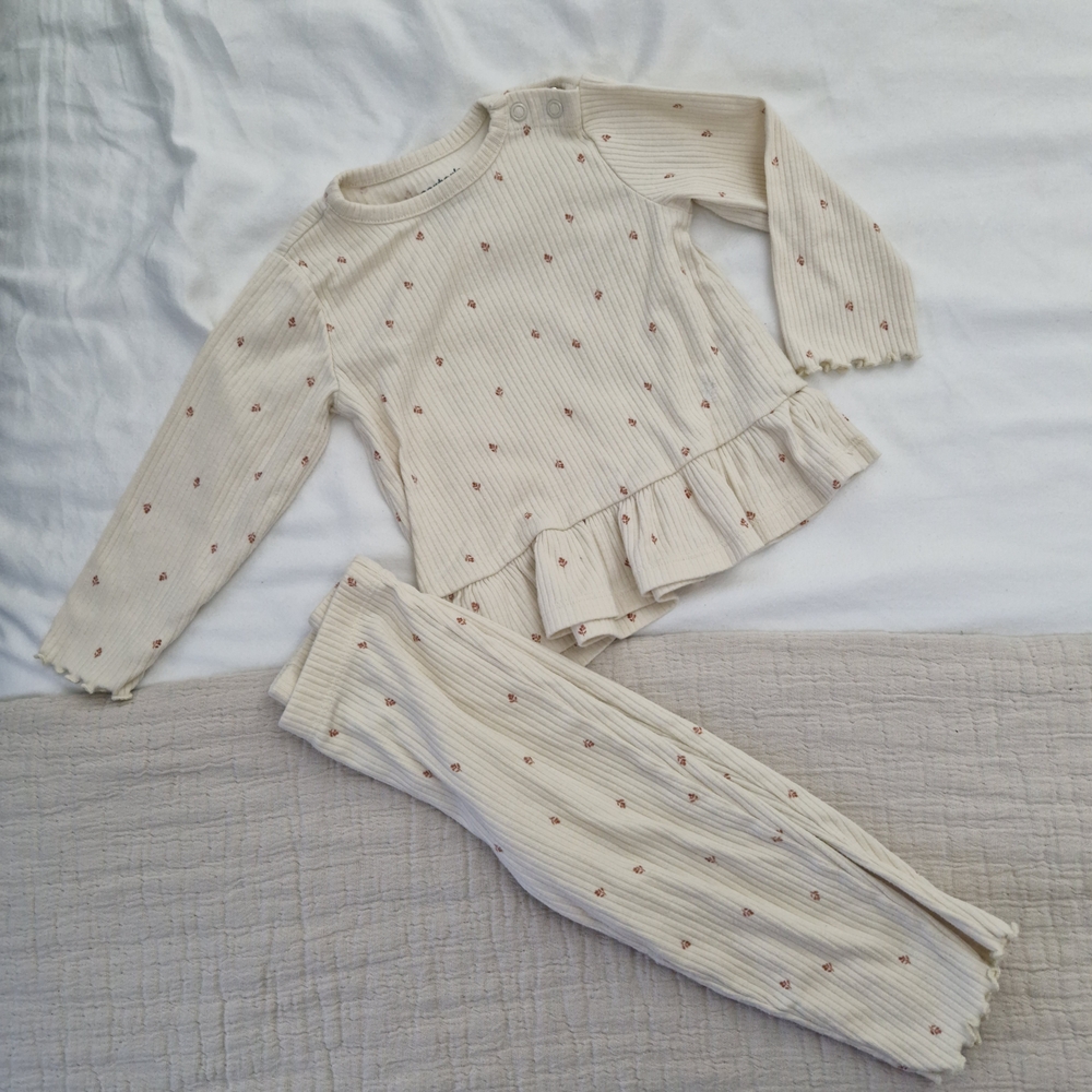Carter's Cream Pajama Set with Ruffle Trim